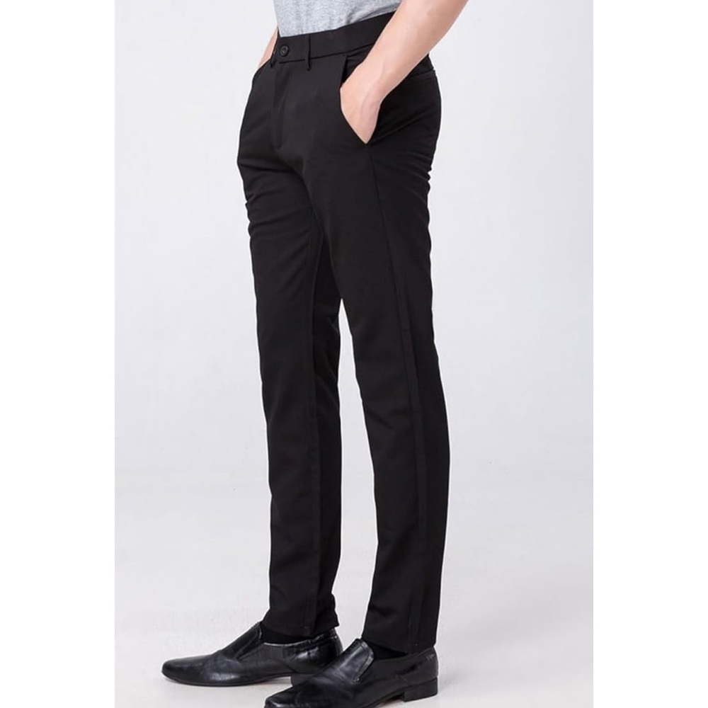 Men's Black Plaid & Plain Slim Fit Dress Pants 29 x 34